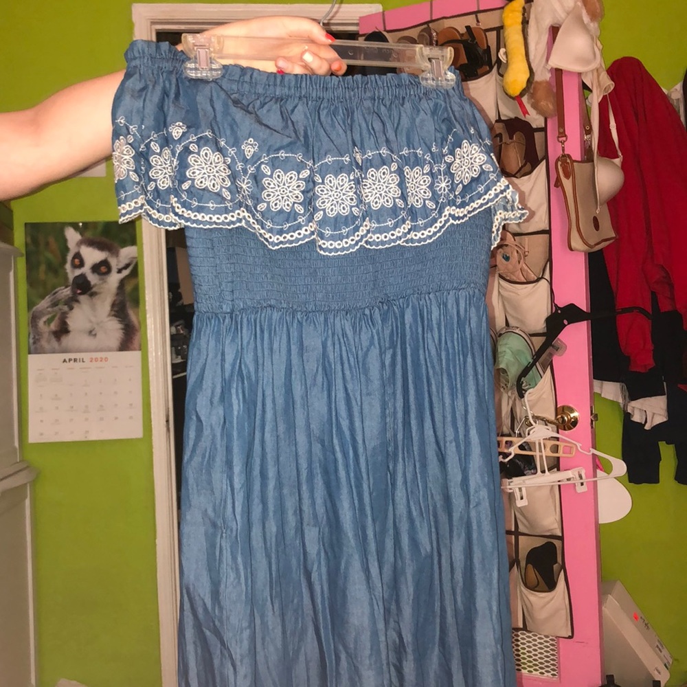 Off the shoulder denim dress